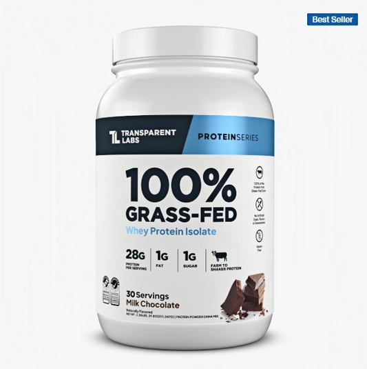 Transparent Labs Grass-Fed Whey Protein Isolate - Naturally Flavored, Gluten Free Whey Protein Powder with 28g of Protein per Serving & 9 Amino Acids - 30 Servings, Chocolate Peanut Butter
